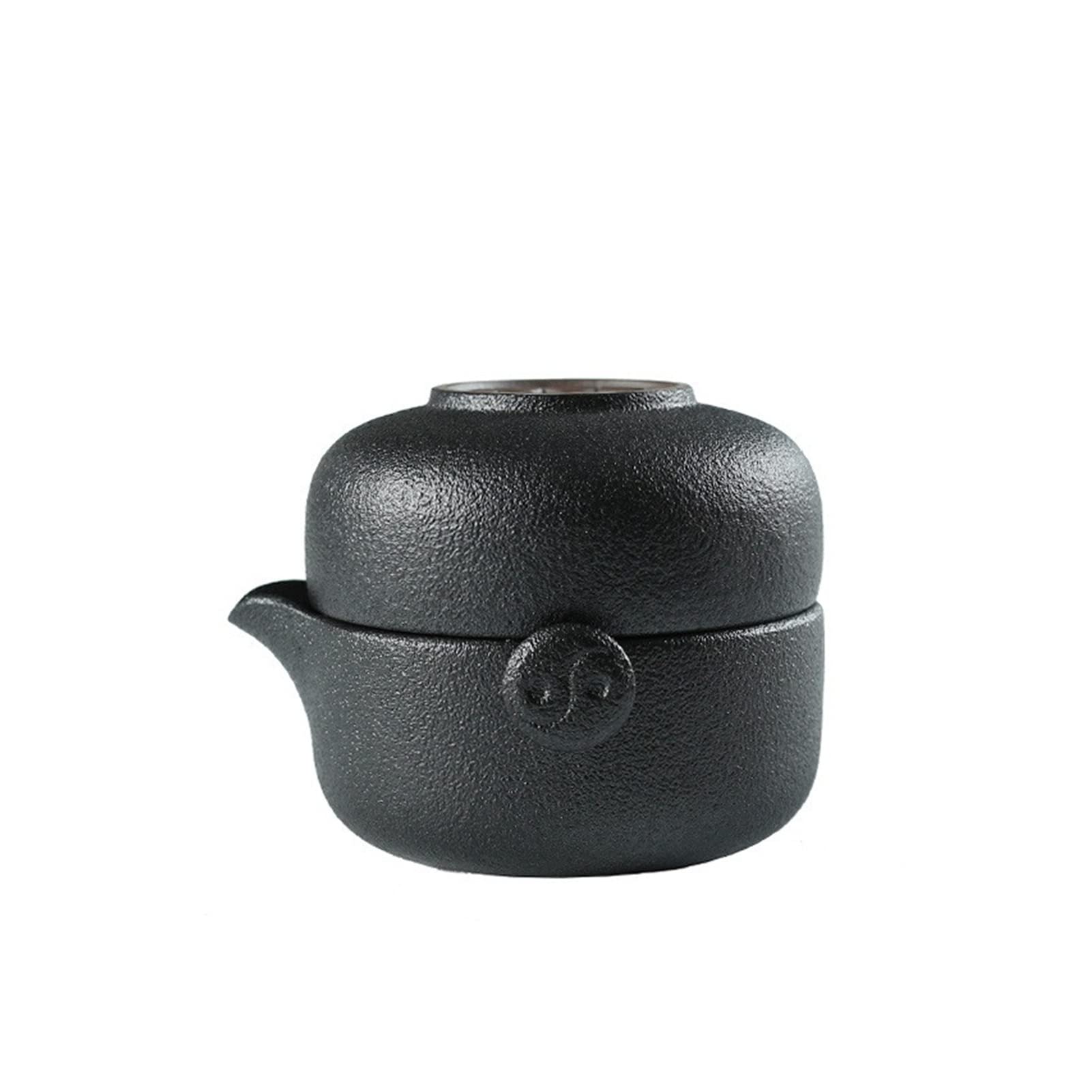 Zestaw podróżny z ceramicznym dzbankiem do herbaty, czarny dzbanek do herbaty, ceramiczny kubek do herbaty, przenośny zestaw podróżny do herbaty, chiński zestaw do herbaty Gongfu do podróży, domu, n