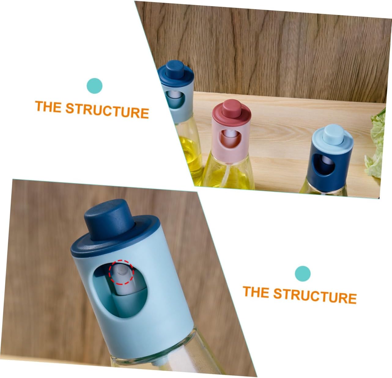 PRETYZOOM 2Pcs Olive Oil Spray Bottle Kitchen Glass Oil Dispenser Press Type Sprayer for Barbecue Salad and Air Fryer