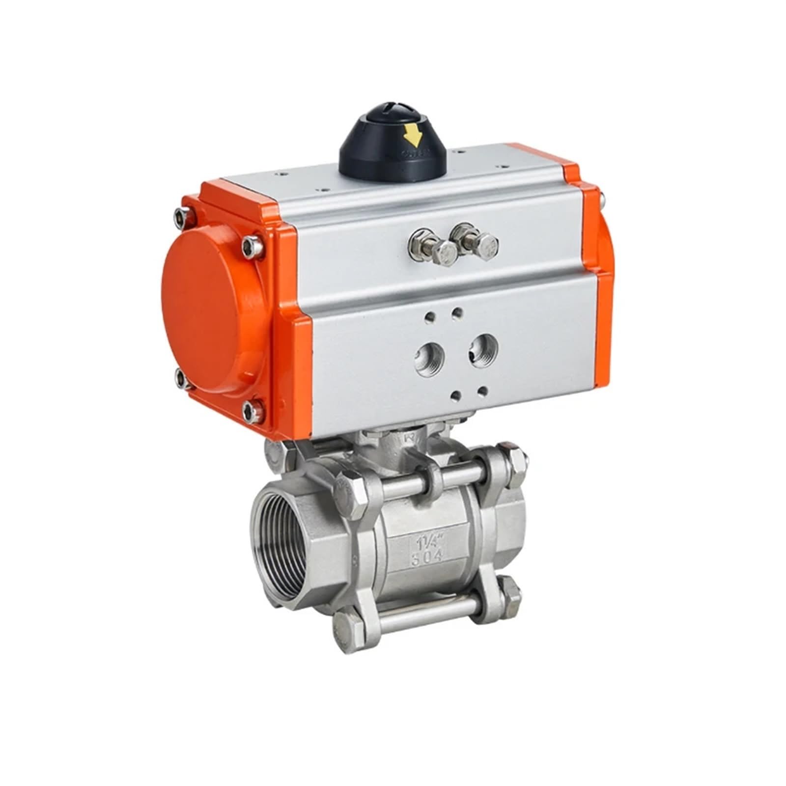 Vanne à boisseau sphérique pneumatique DN32 inox 304 double effet haute température
