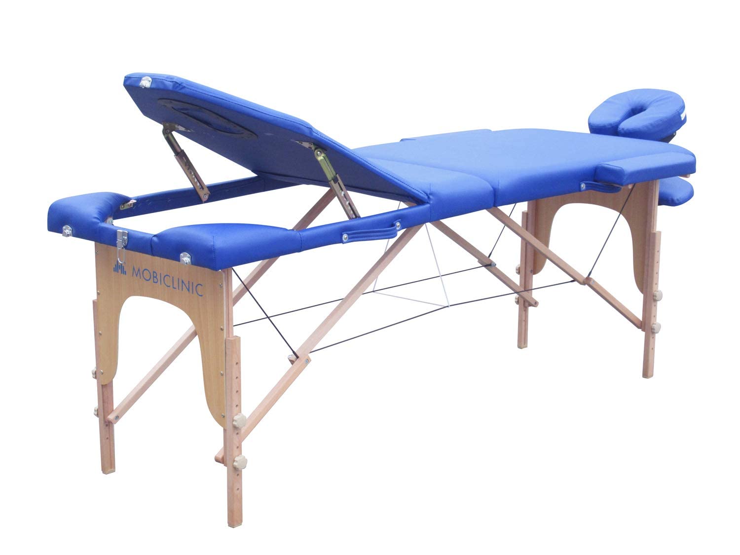 Mobiclinic®, Lettino per Fisioterapia, Massaggi, Estetica, CM-01 Plus, Marchio Europeo, Portatile, Pieghevole, Marcatura ce, Professionisti, Legno, 186x60 cm, Blu