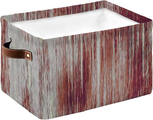 Vintage Red Storage Basket for Organizing Shelves, Collapsible Storage Bins Boxes with Handle, Abstract Art Modern Red Canvas Hamper Closet