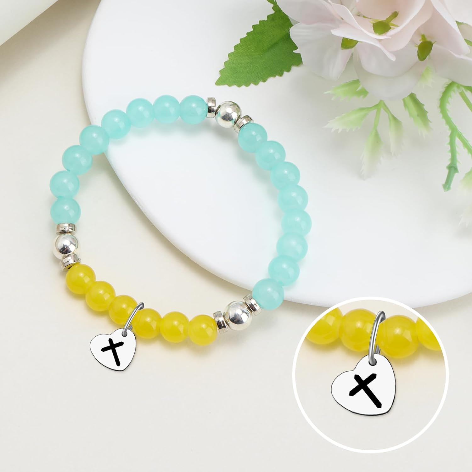 Religious Bead Bracelet for Christian Goddaughter Baptism Gifts for Her Christian Gifts for Woman Bible Verse Motivational Beaded Stretch Bracelets Christmas Birthday Present Inspirational Jewelry - Image 2