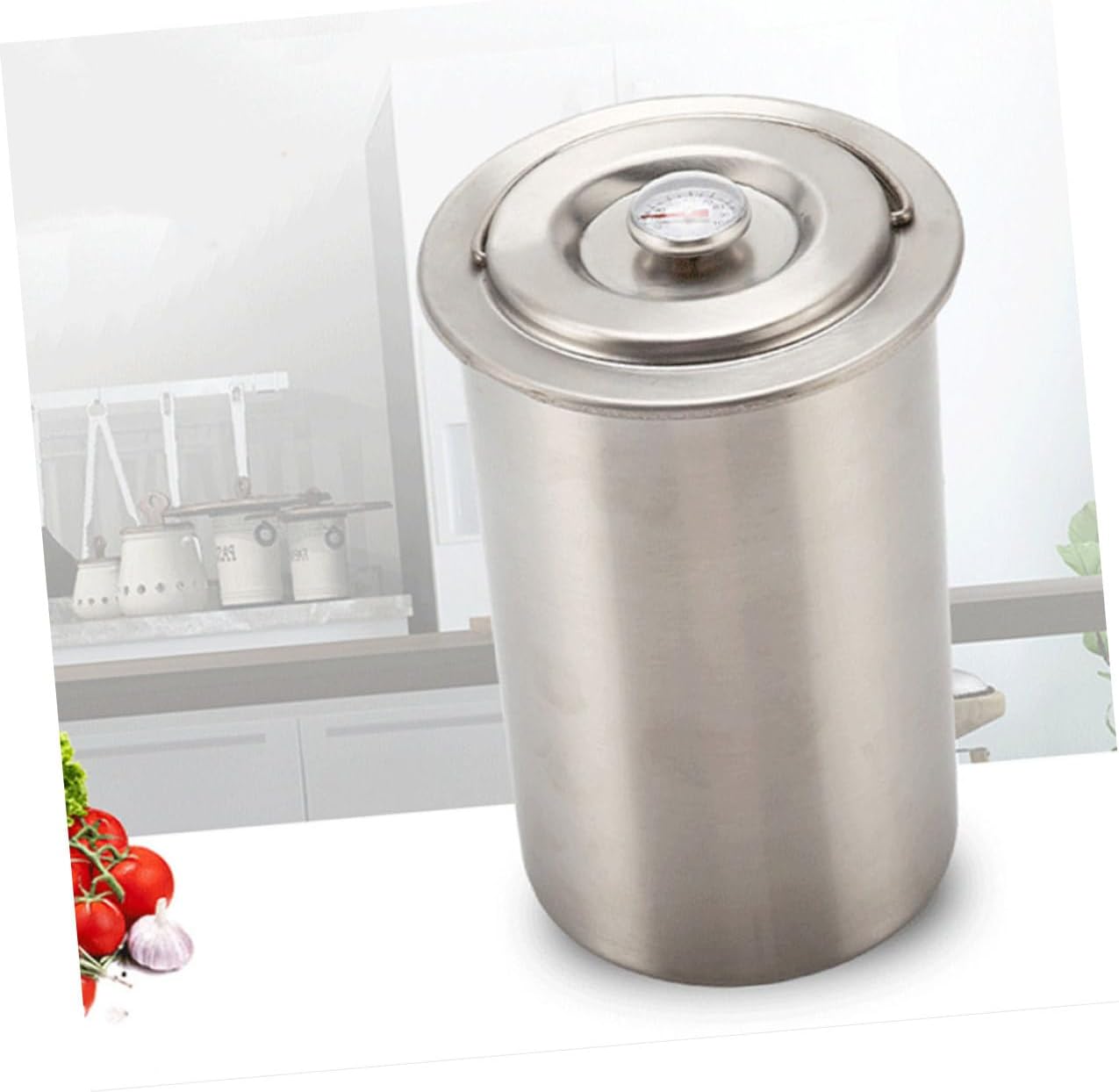 FAVOMOTO Stainless Steel Meat Press with Thermometer 304 Stainless Steel Steaming Meat Bucket for Cooking and Steaming Suitable for Home and Restaurant Use