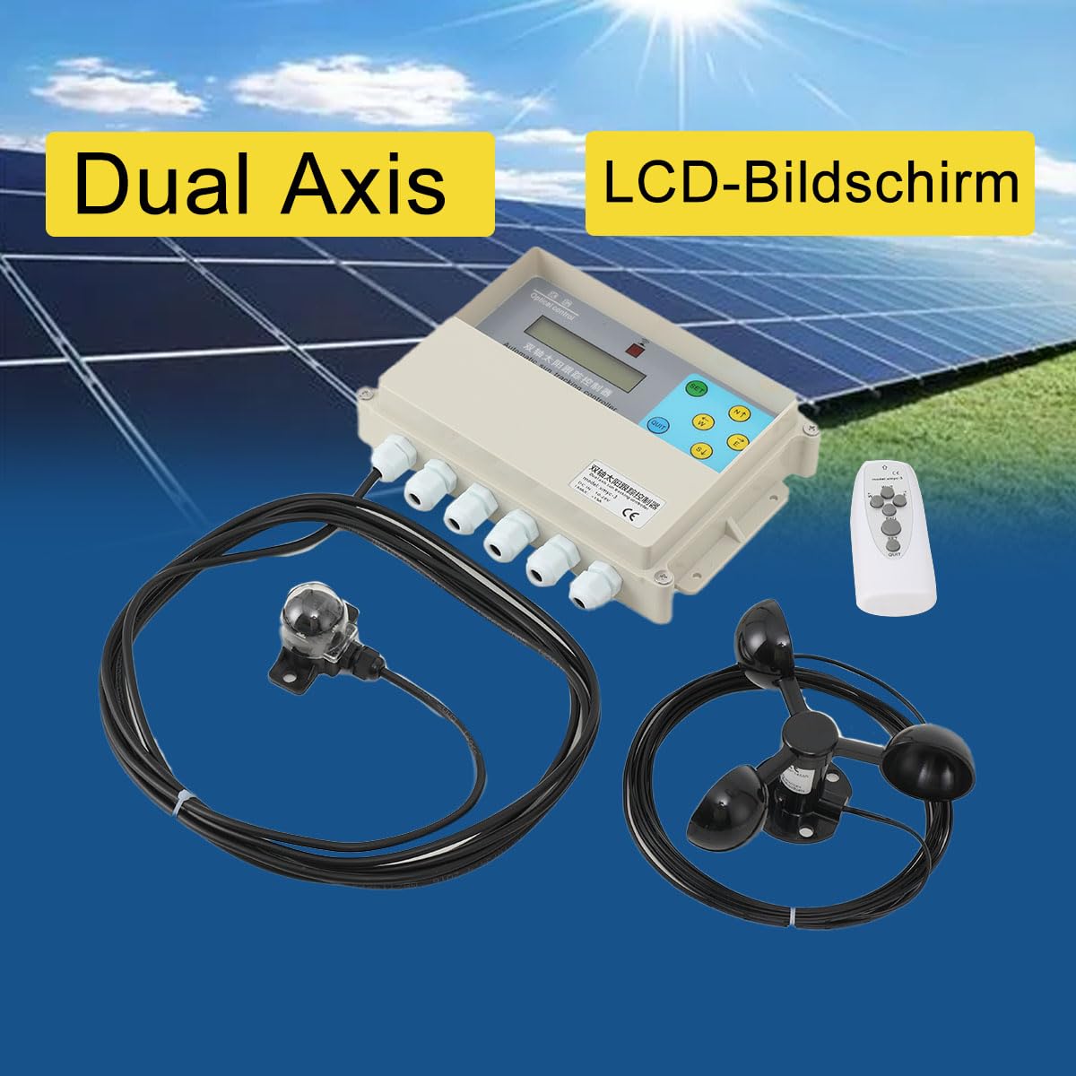 Solar Automatischer Tracking Controller Automatisches Solar Tracking Dual Tracker Controller mit Windgeschwindigkeitssensor(Doppel Achse)
