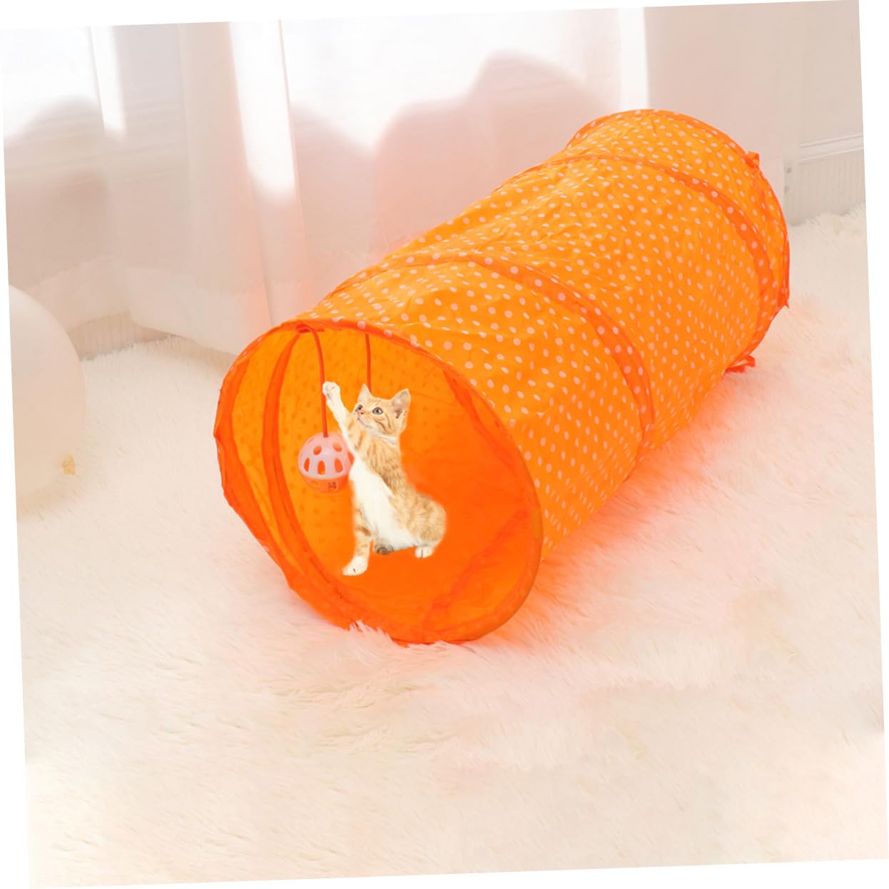 POPETPOP 3stücke Faltbarer Katzentunnel Interaktives Spielzeug Für Katzen Mit Hängendem Spaßige Spielumgebung Für Kätzchen Und Katzen Für Drinnen Und Draußen Orange
