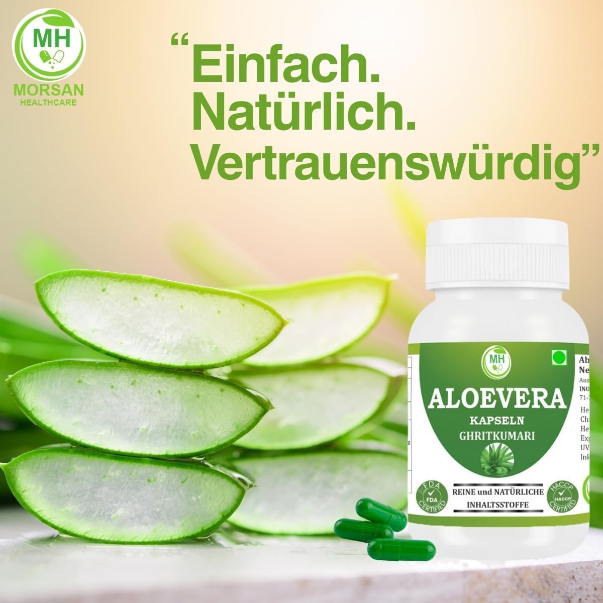 Aloe Vera (Aloe barbadensis Miller) – 200x Bioaktiver Blattextrakt – Aloinfrei – Reine, traditionelle Pflanzenformel – 240 Vegane Kapseln