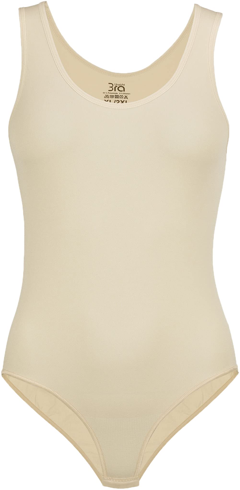 UnsichtBra Lot de 2 Body Femme Confort Microfibre | Body Gainant Léger & Sculptant Discret avec Larges Bretelles et Fermeture à agrafes – Blanc/Noir Chair