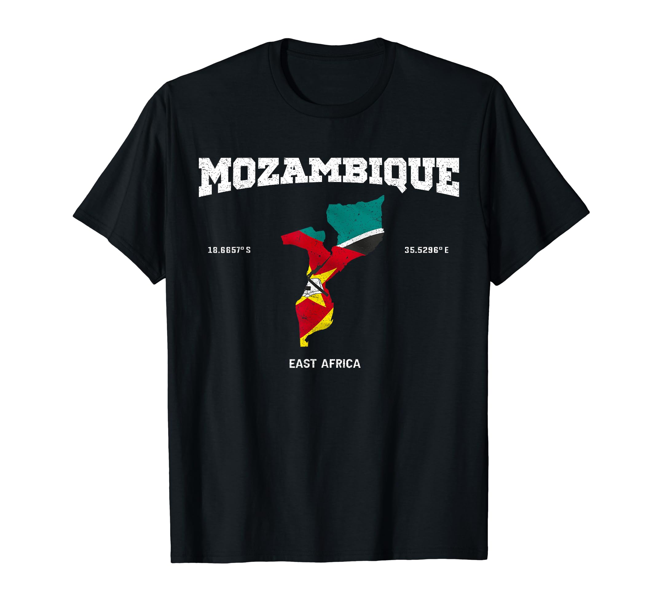 Mozambican StoreMozambique flag and map, Mozambique coordinates Tee T-Shirt