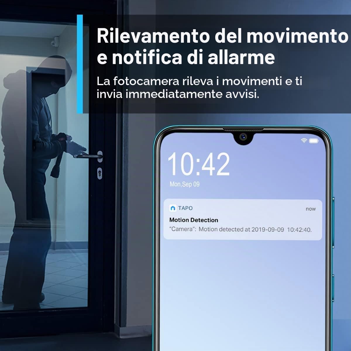 Tapo C210 Telecamera Wi-Fi Interno 2K(3MP), Videocamera Sorveglianza, Visione Notturna, Notifiche in Tempo Reale, Storage su Cloud, MicroSD fino a 512GB, Funziona con Alexa e Google Assistant
