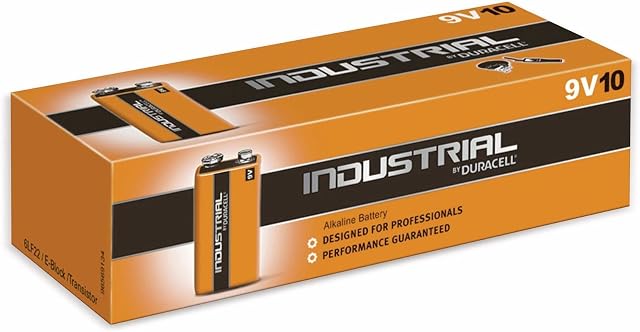 Duracell Industrial 9V Batteries Box of 10 Alkaline-Manganese Dioxide Battery (1604 / 6LF22)