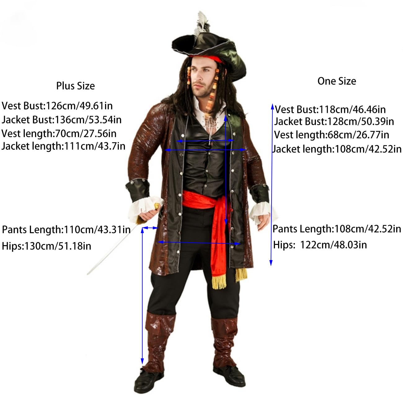 Męski kostium piratów Deluxe (plus size)
