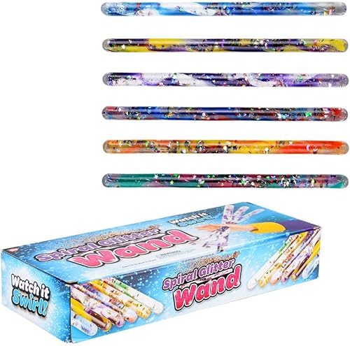 Forest & Twelfth Varitas de purpurina en espiral de 12.5 pulgadas para mago y princesa de hadas, juguetes divertidos de varita mágica para fiestas