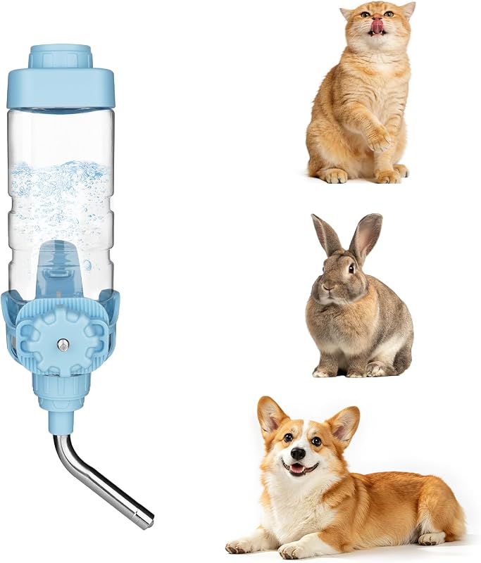 Garrafa de Água para Cães e Pequenos Animais Vannon com Abastecimento Superior e Bico de Aço Inoxidável, 590 mL