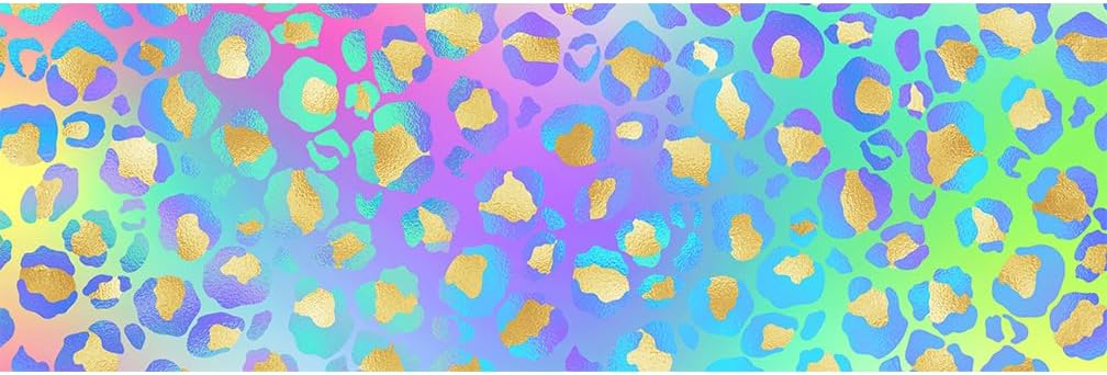 Leopard Print Edible Cake Wrap Topper Decoration Laser Rainbow, 1 Random Border, 4×12 Inches