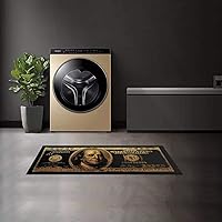 Vista 8 de JUST BREATHE Alfombras negras y doradas de 100 dólares, alfombra antideslizante con parte trasera de goma para cuarto de servicio, alfombra