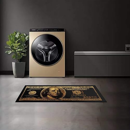 Miniatura 8 de Alfombras negras y doradas de 100 dólares, alfombra antideslizante con parte trasera de goma para cuarto de servicio, alfombra para sala de estar,