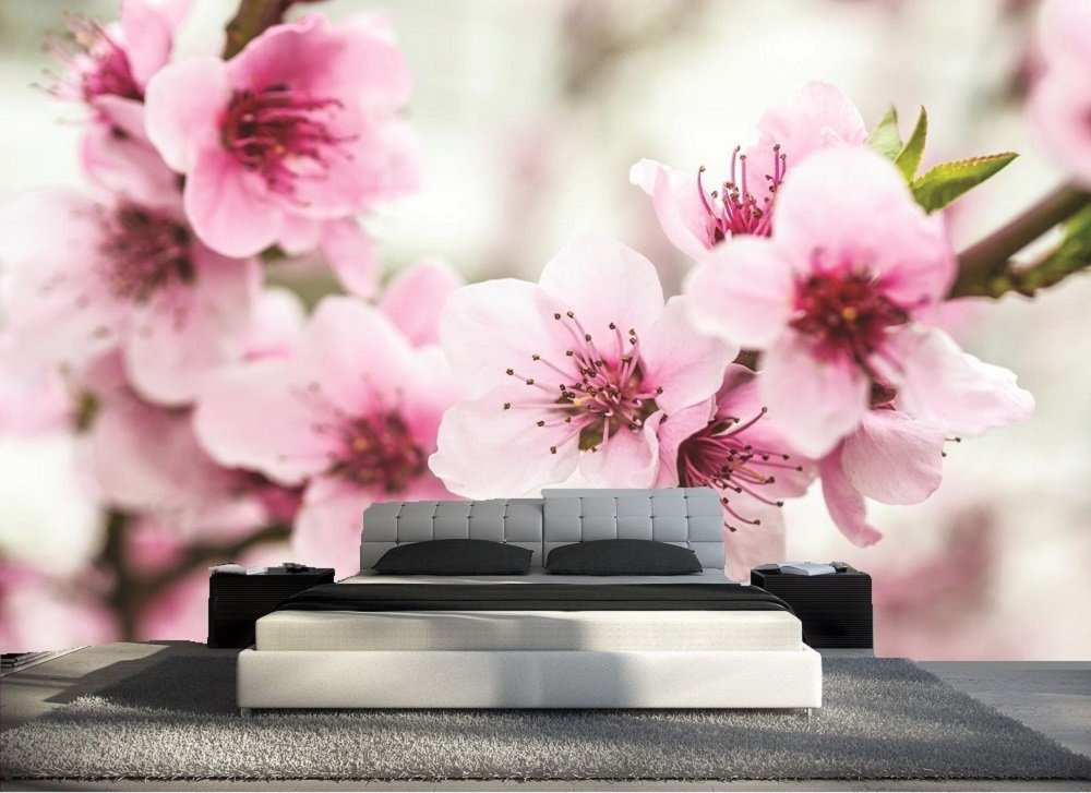 Agrandir une pièce avec le papier peint 3d trompe l'oeil fleur rose chambre XXL