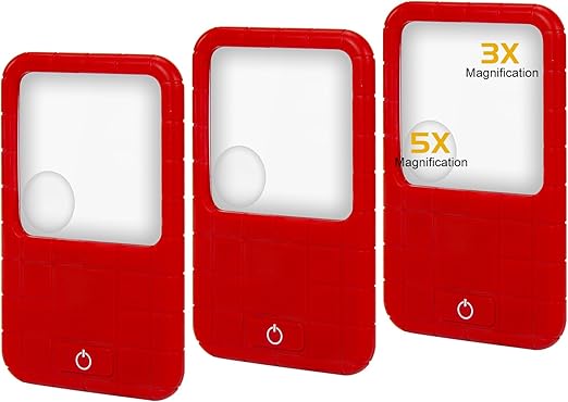 3X 5X with Light Magnifying Glass, Battery-Powered Portable LED Magnifying Glass (3pk), Suitable for The Elderly to Read, Examine, Coin, Jewelry, Explore, Close Work