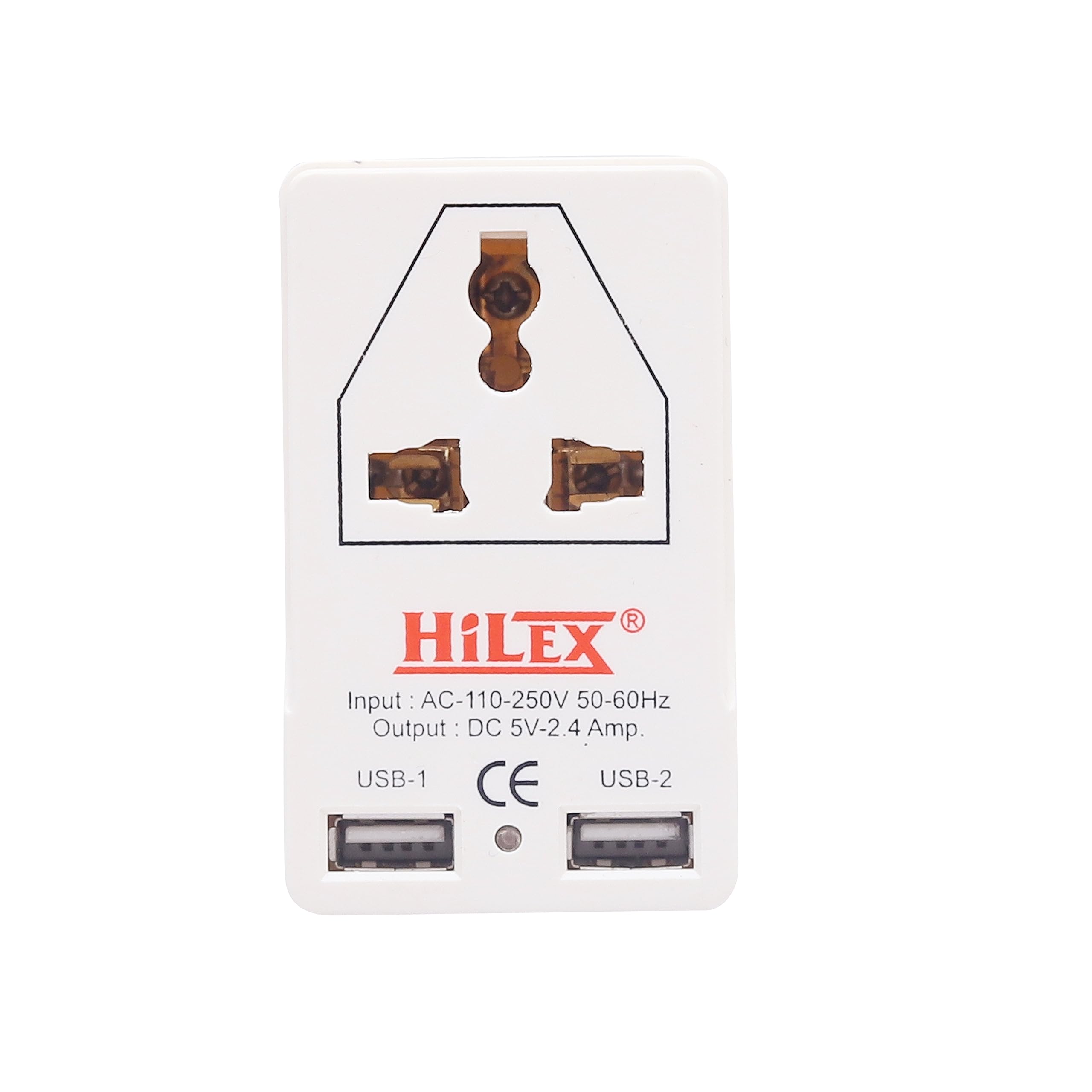 HiLEX Multi Plug 3 Pin 1 Socket + 2 USB | Universal Travel Adapter | Individual Socket | Multiplug three pin plug socket (6668)
