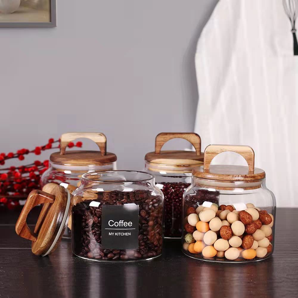 SAIOOL Szklane słoiki z hermetyczną pokrywką, pojemniki kuchenne, pojemniki do przechowywania ze szkła borokrzemowego, design retro, szklane słoiki do przechowywania żywności na cukierki, ciastka,