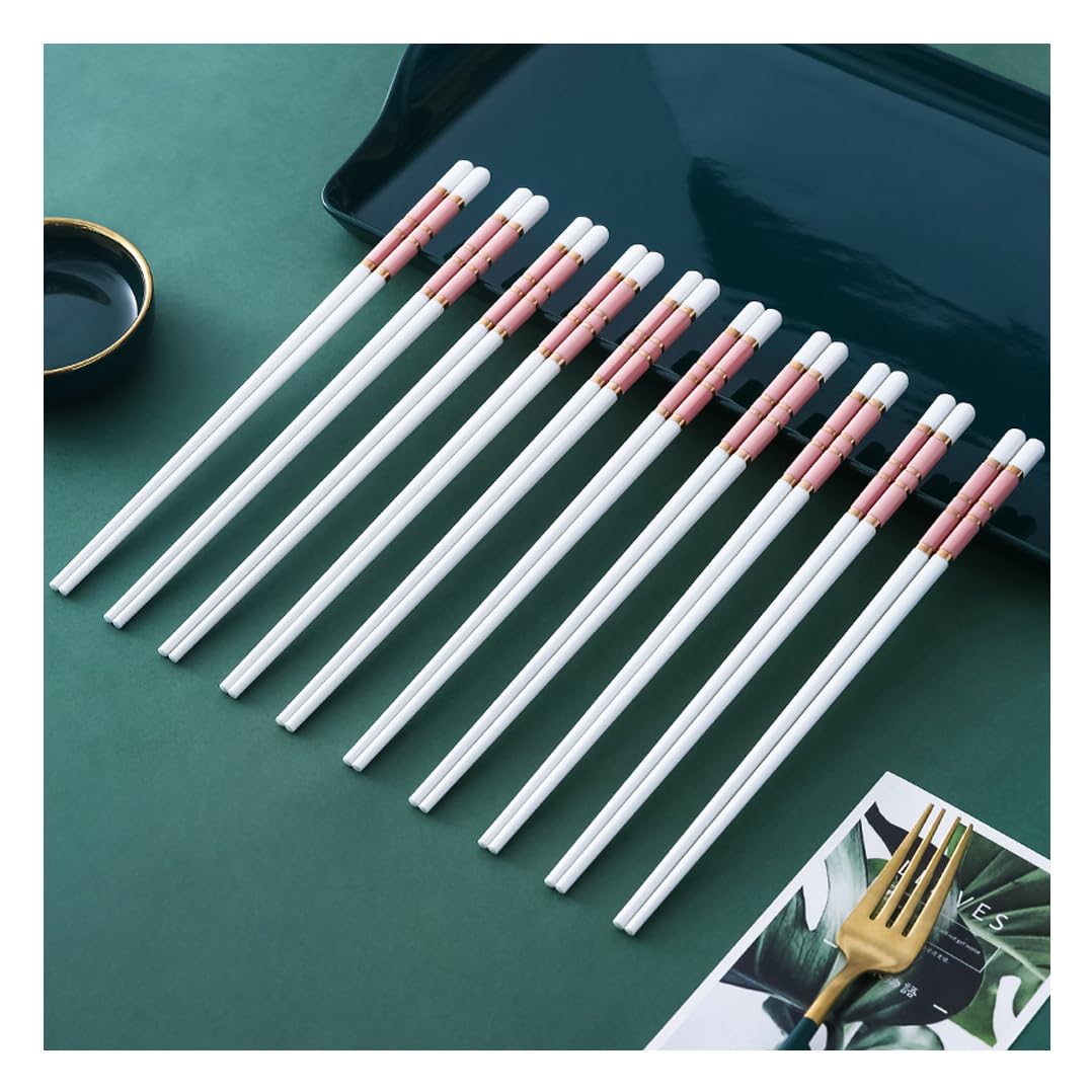 Baguettes, coffret cadeau de baguettes en porcelaine, coffret cadeau de 10 paires de baguettes réutilisables de qualité supérieure avec étui, baguettes chinoises en céramique d'os de haute qualité ave