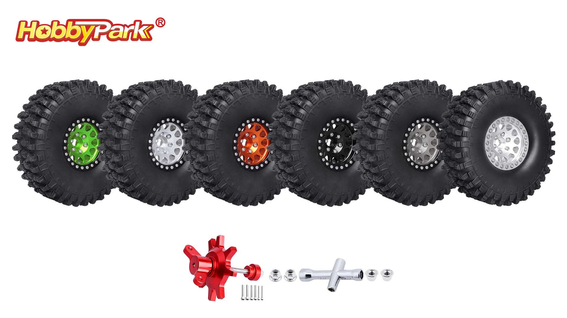HobbyPark 1.9 Beadlock Wheels and Tires 120mm / 4.72inch Height