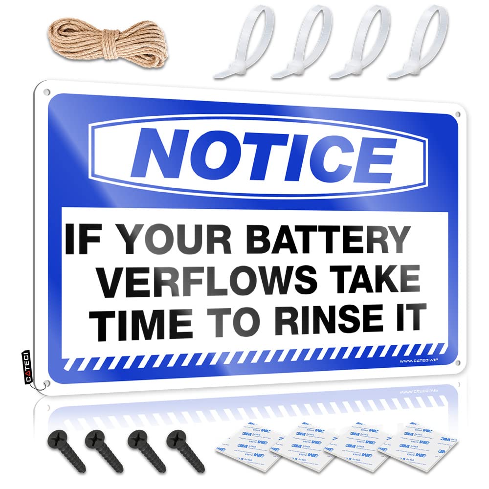 IBWNBBUSN Bro Cave Sign Notice If Your Battery Overflows Take Time To Rinse It Tin Sign Man Cabe Decor Home Bar Tin Sign(20X30CM)