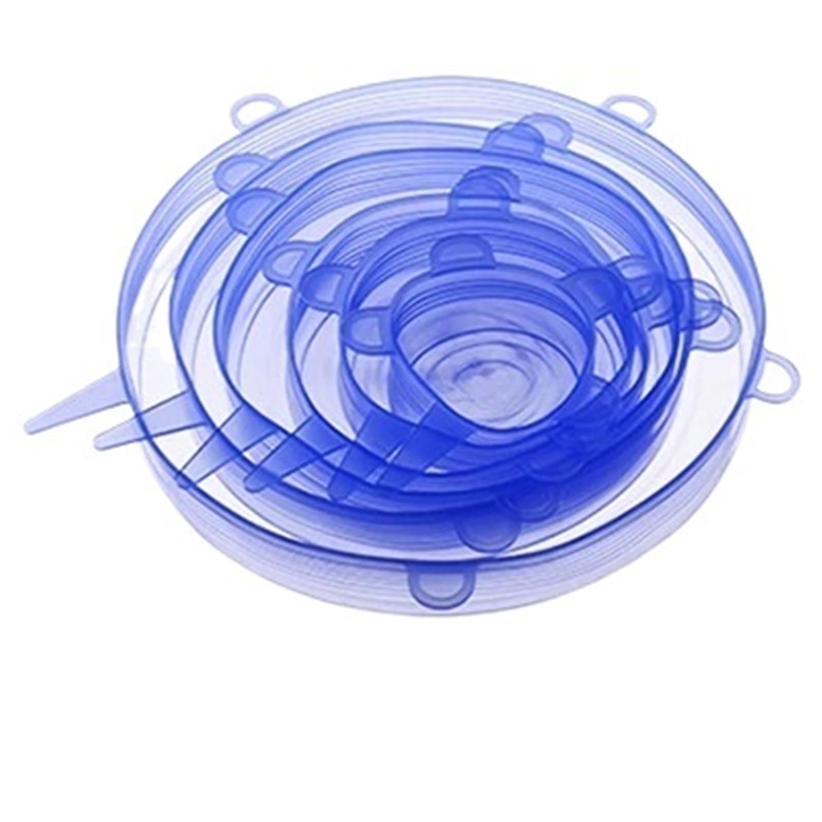 3Sets Reusable Silicone Stretch Lids Kitchen Fresh Keeping Covers Compression Universal for Bowls Jars(Blue)