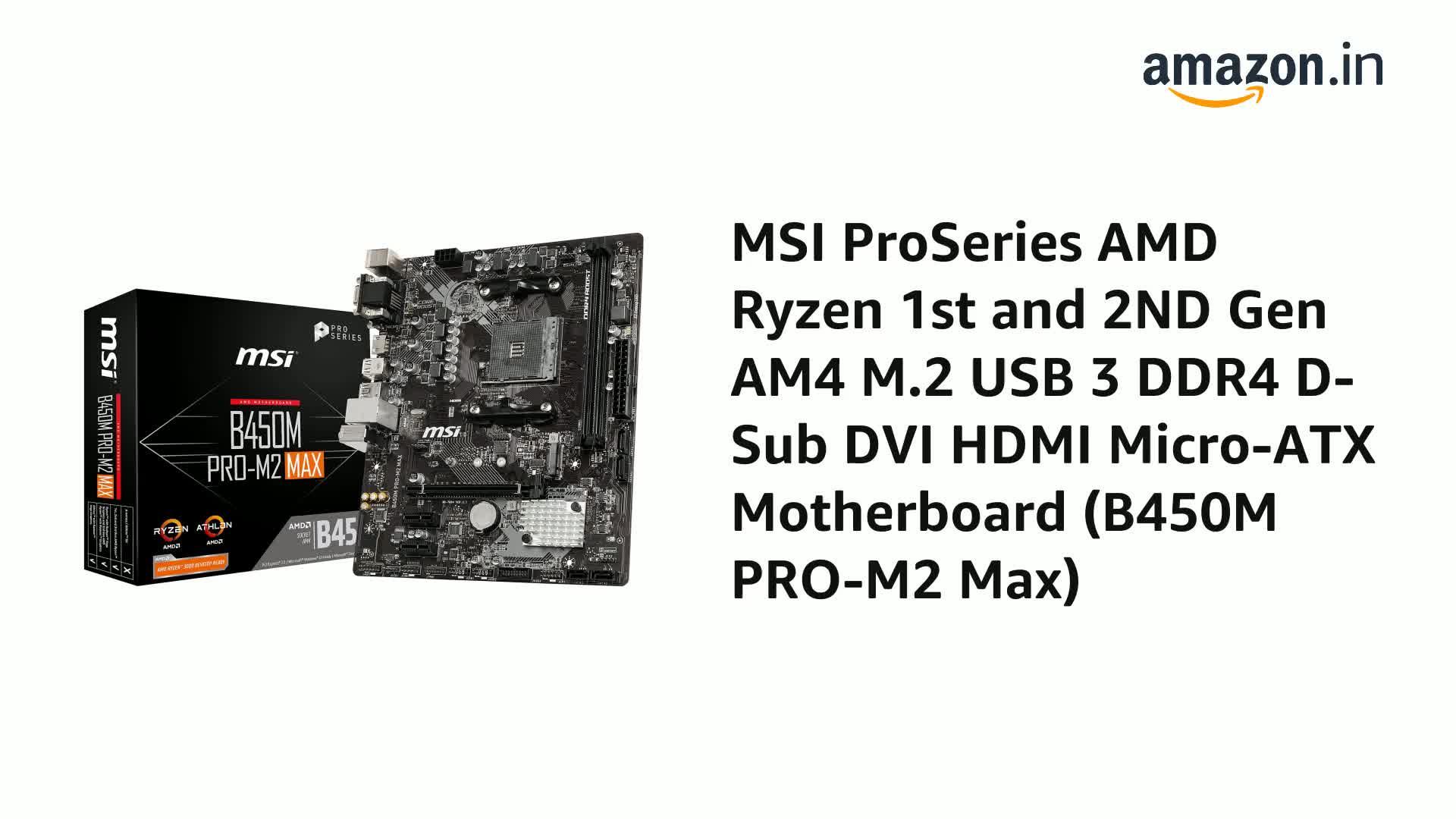 MSI B450M PRO-M2 Max Micro-ATX Gaming Motherboard