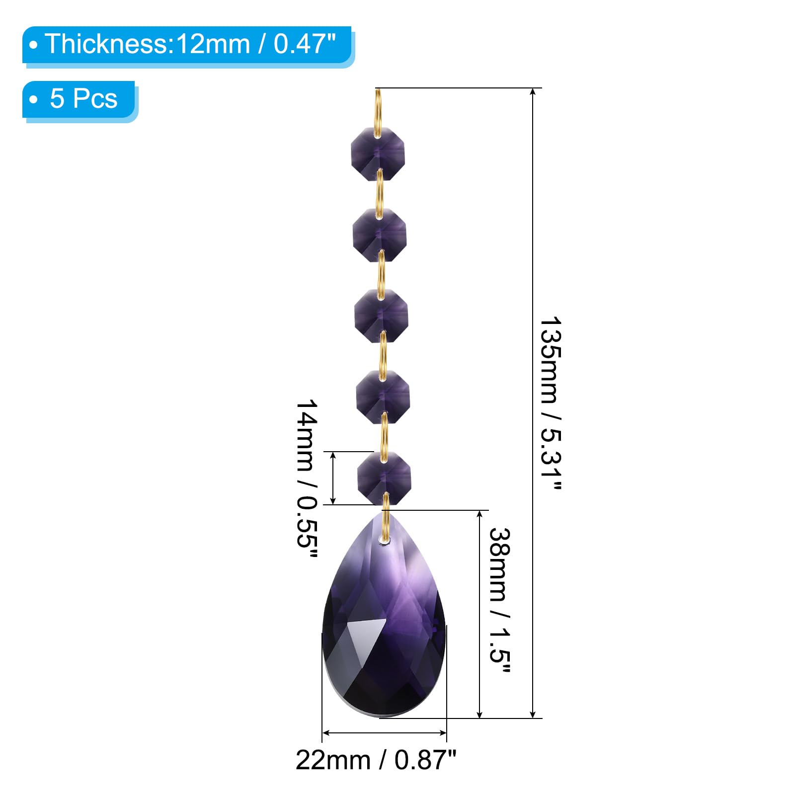 PATIKIL Teardrop Crystal Chandelier Pendants Beads - Image 2