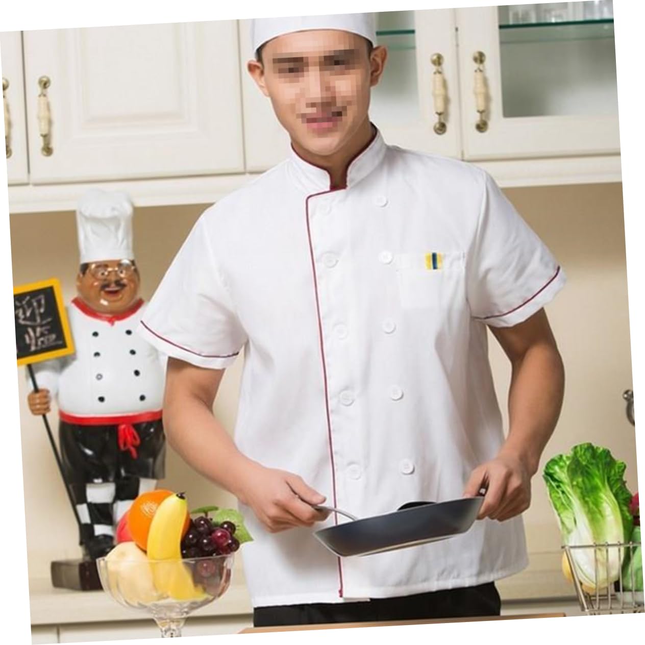 FOMIYES Unisex Short Sleeve Chef Jacket Lightweight Catering Shirt for Bakery Hotel and Restaurant White Breathable and Easy to Wash Chef Apparel