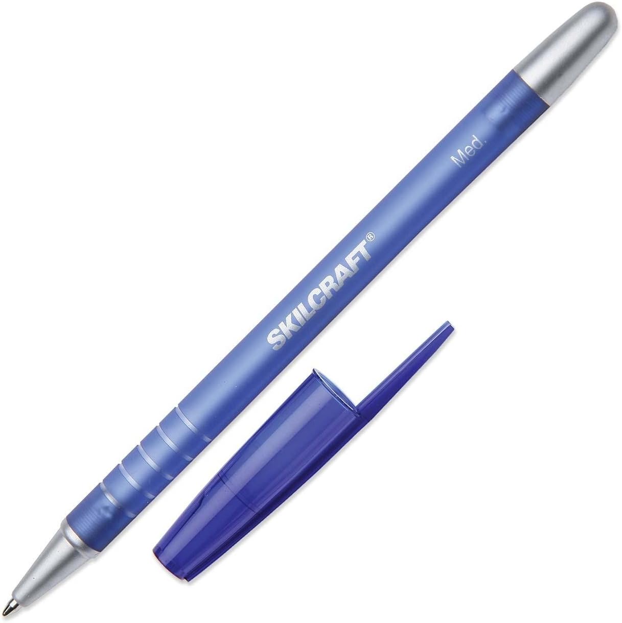 7520-01-357-6843 Rubberized/Refillable Medium Ball Point Pen, Blue (Pack of 12)