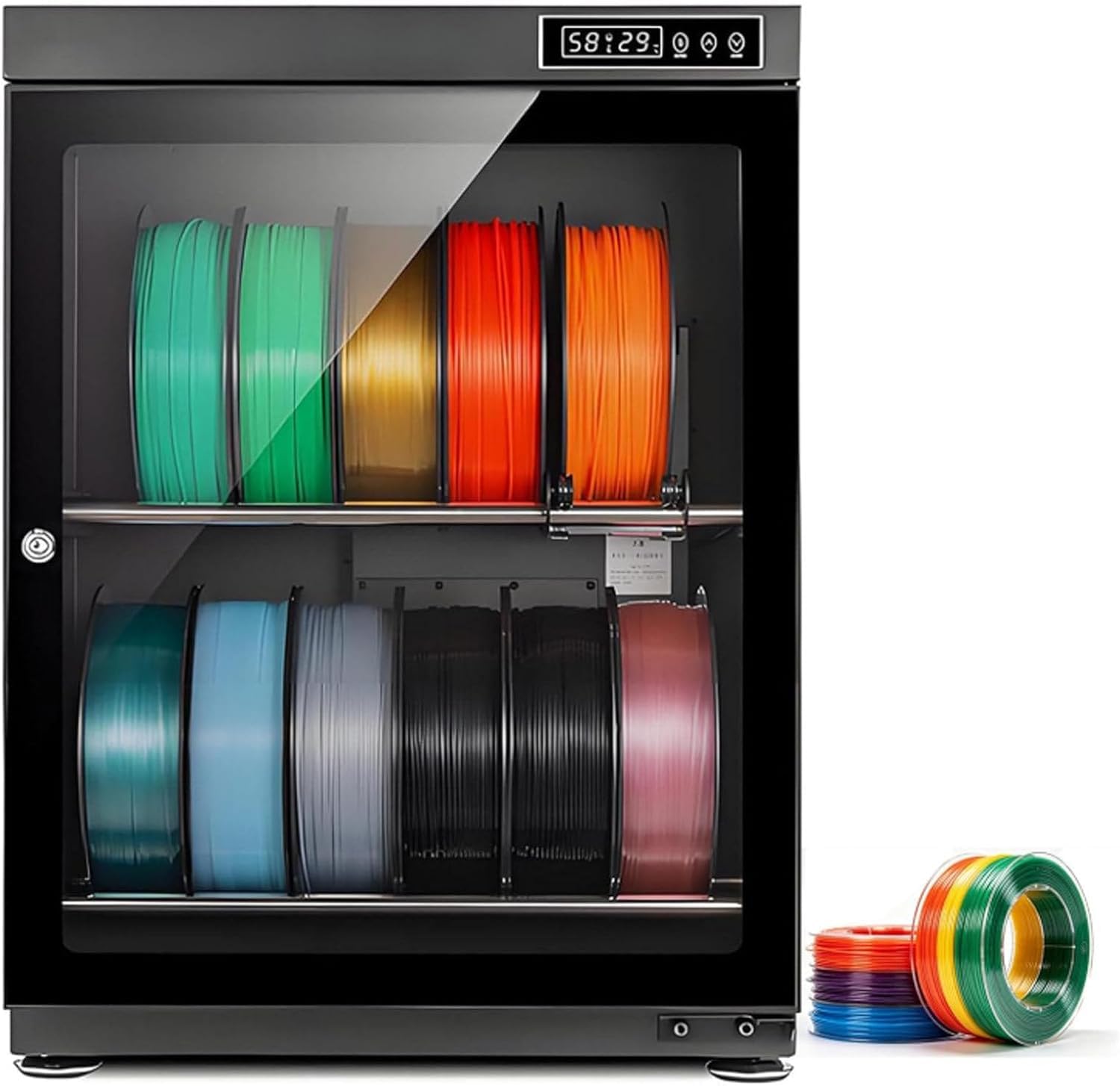 Armadio a secco per filamento stampante 3D per 12 bobine, intervallo di umidità RH25% -RH60%, ideale per mantenere la qualità e la longevità del filamento