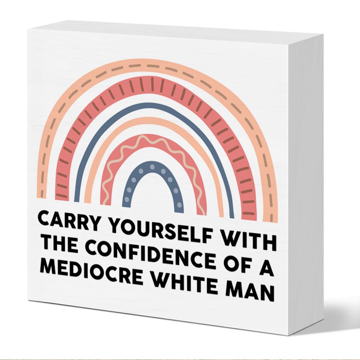 Feminist Gift Strong Women Power Empowerment Gifts Feminist Women's Rights Motivational Desk Decor Equality Wooden Box Sign for Home Office Cubicle Bedroom Wall Decor 5 x 5 Inches