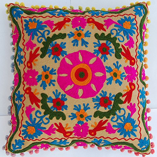 Housse de coussin en coton avec broderie suzani, taies d'oreiller