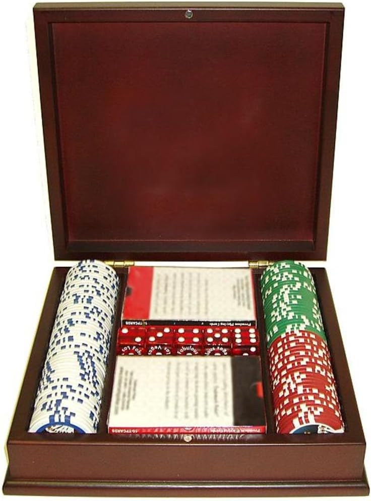 Jackpot Casino Clay Chip with Mahogany Case, 11.5gm, Brown