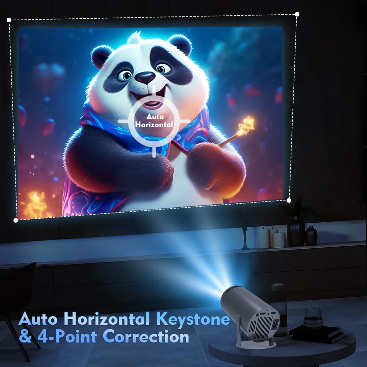 NISOO Mini Projector 4K 1080P Supported, 15000 Lumen Portable WiFi 6 Projector,270° Rotatable Projector with 50% Zoom Home/Outdoor Movie Projector for TV Stick/PS5/Phone/HDMI (Light Black) — Amazon image 3