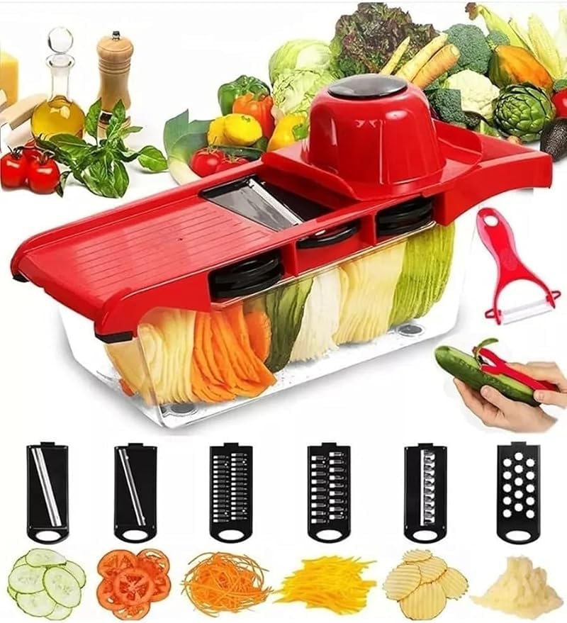 Cortador De Legumes 6 Em 1 Mandoline Slicer Nicer E Fatiador Lâmina Aço Inox