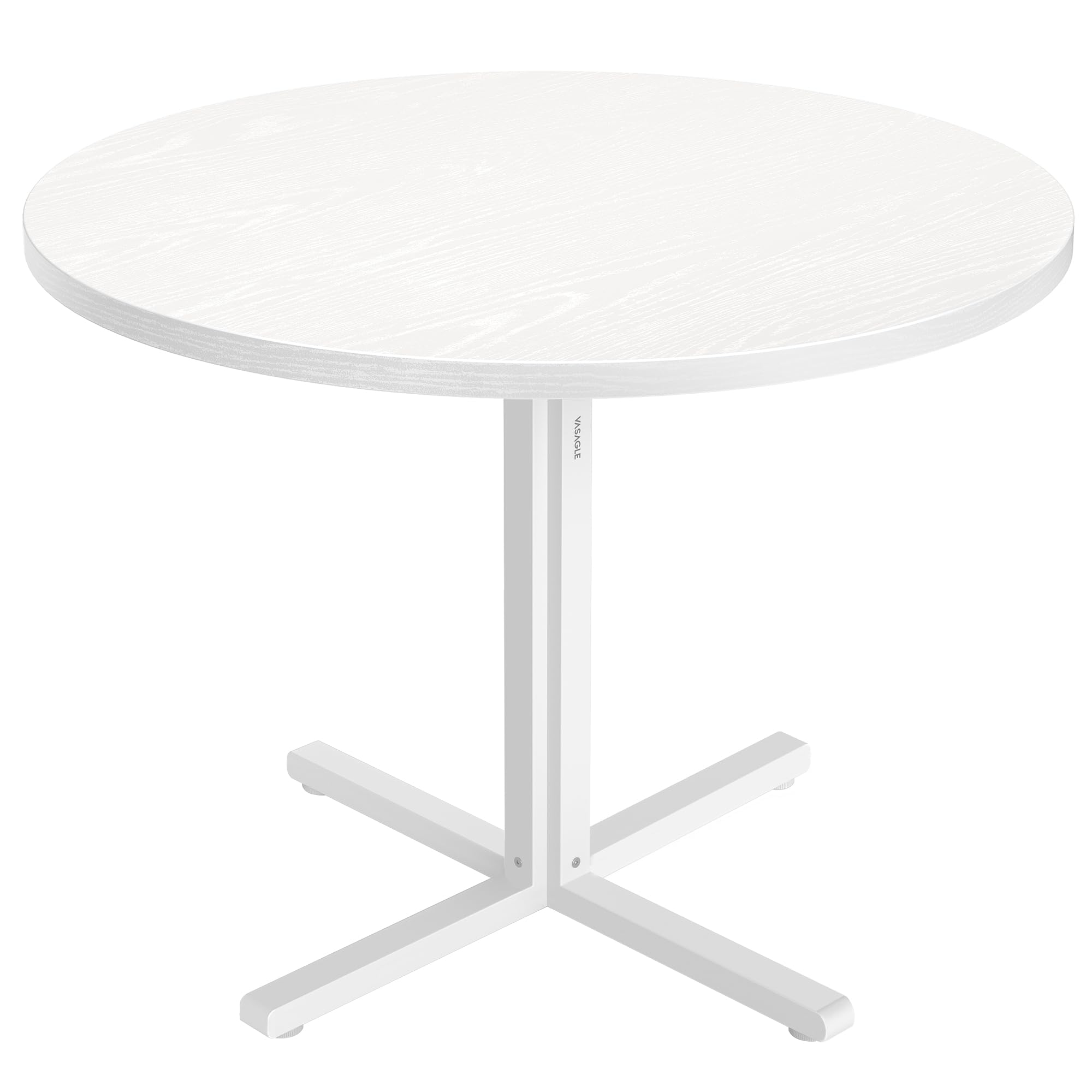VASAGLE Esstisch rund, Esszimmertisch, klein Küchentisch für 4 Personen, Landhausstil, wasserresistente Oberfläche, 80 cm d, 74,8 cm H, für Esszimmer, Wohnzimmer, schneeweiß KDT082W01