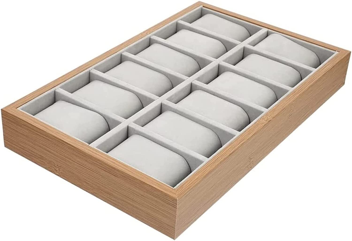 TIANQIHAO Watch Display Box 12 Grid Wristwatch Storage Case Organizer Holder With Pillow