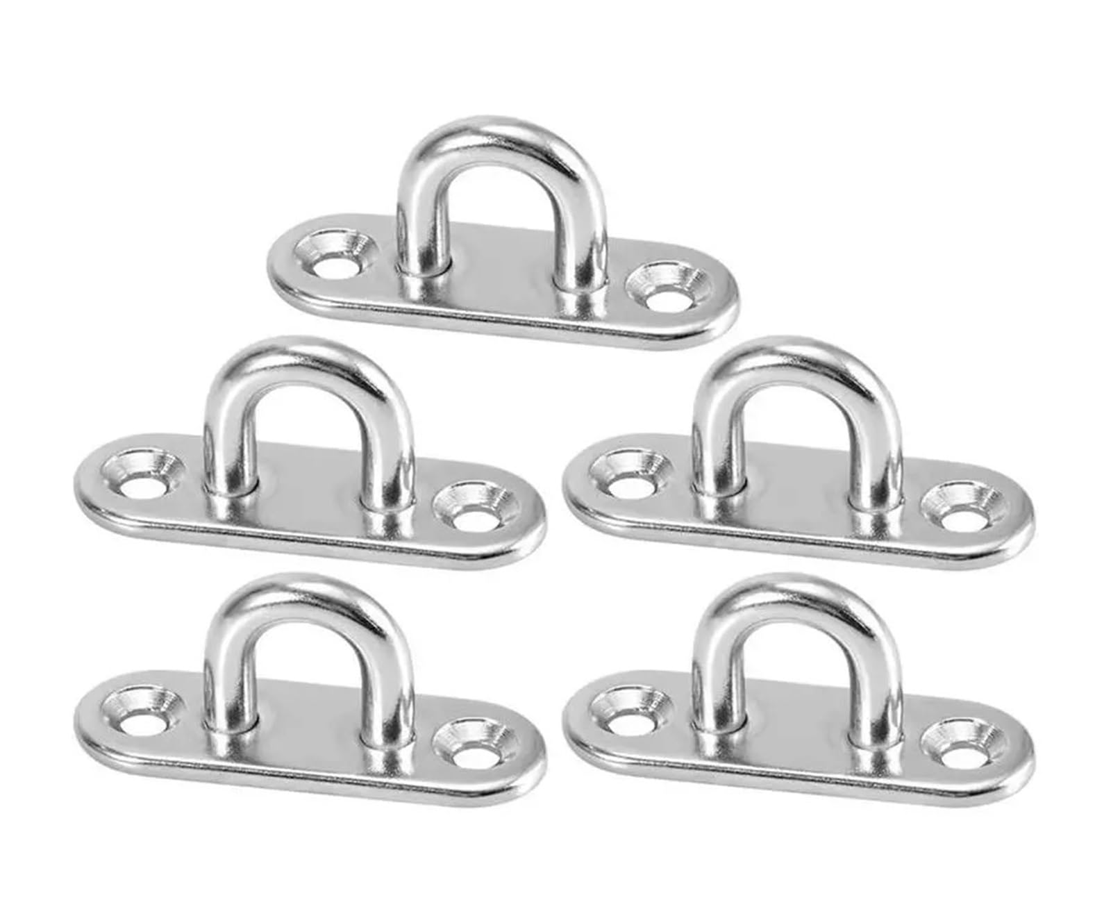 Ucygor One Color Eye Plate 8Pcs 304 Stainless Steel Heavy Duty Oblong Pad Eye Plate Ceiling Hooks Marine Hardware With Screws For Wall Ceiling Hanging