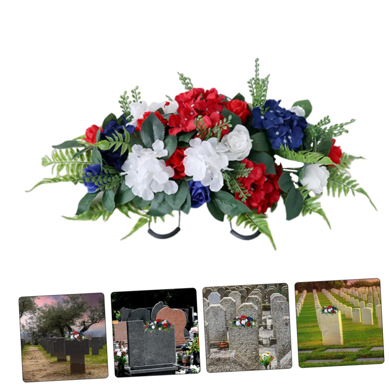 Fleurs Artificielles pour Cimetière Décoratives, Légères et Résistantes la Décoloration Extérieure, Adaptées aux Tombes et Pierres Tombales Ambiance Élégante et Solennelle