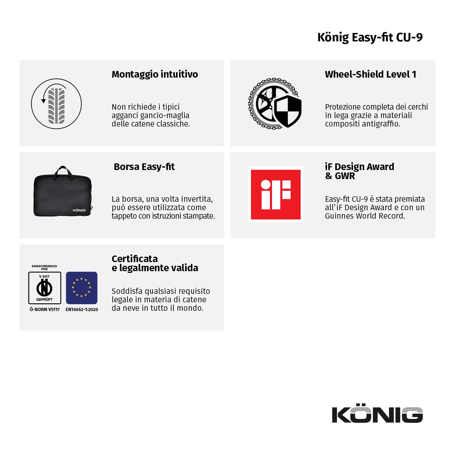 KÖNIG EASY-FIT CU-9 050 - Catene da Neve
