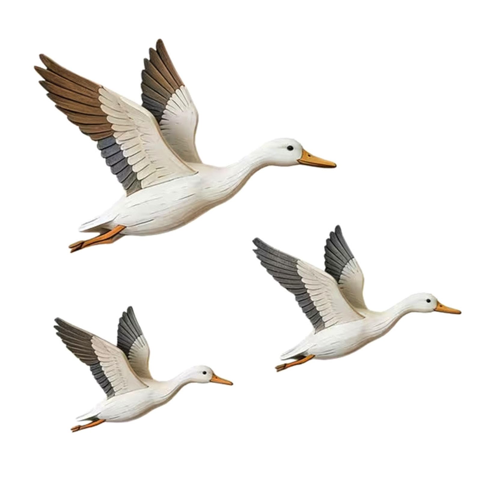 bayicie 3 Pcs Wooden Duck Wall Decor Rustic Flying Birds Wall Art Vintage Farmhouse Hanging Ornaments for Living Room Bedroom Office
