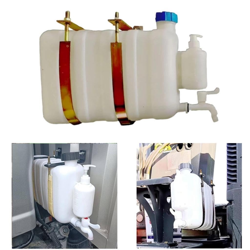 Depósito de Agua Colgante con Grifo Y Dispensador de Detergente. Construcción Robusta. Fácil Instalación en Camiones Y Furgonetas. Adecuado, Longitud 44 Cm