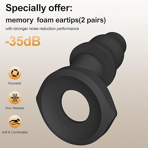Miniatura 3 de Tapones para los oídos con cancelación de ruido para dormir, tapones reutilizables para reducir el ruido, tapones para los oídos de protección