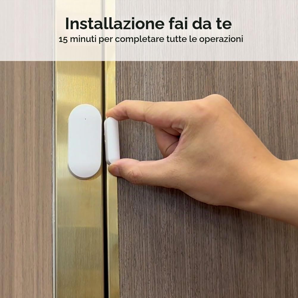 allarme casa senza fili,kit allarme casa senza fili con Sirena Allarme 120dB, Telecomando Intelligente, Invite vocale, Display LCD, Sicurezza per la casa, ufficio(8 Pezzi)