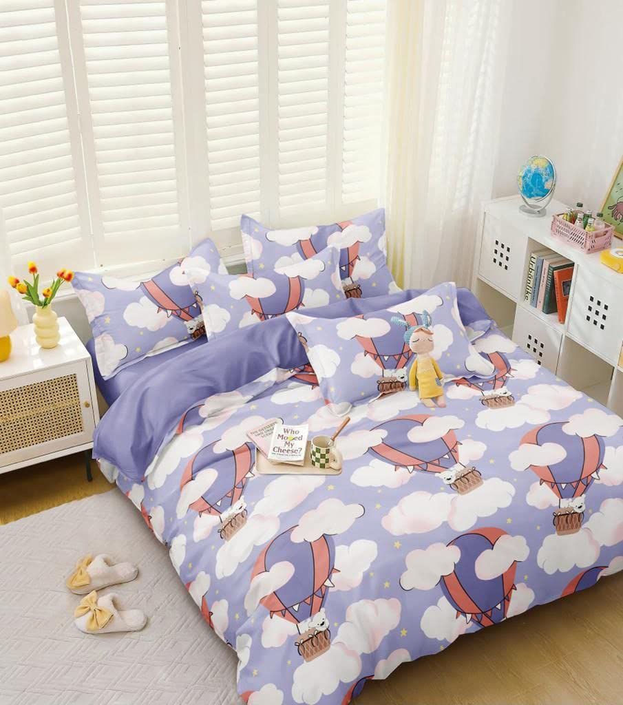 DIVINE OVERSEAS Premium Micro Fabric Kids Bed Sheet Set - Purple Parachute Design - 1 Double Size Bed Sheet (90" x 100") & 2 Pillow Covers - Ultra Soft, Durable, No Pilling, No Shrinking (B082M48CLT) Amazon Price History, Amazon Price Tracker