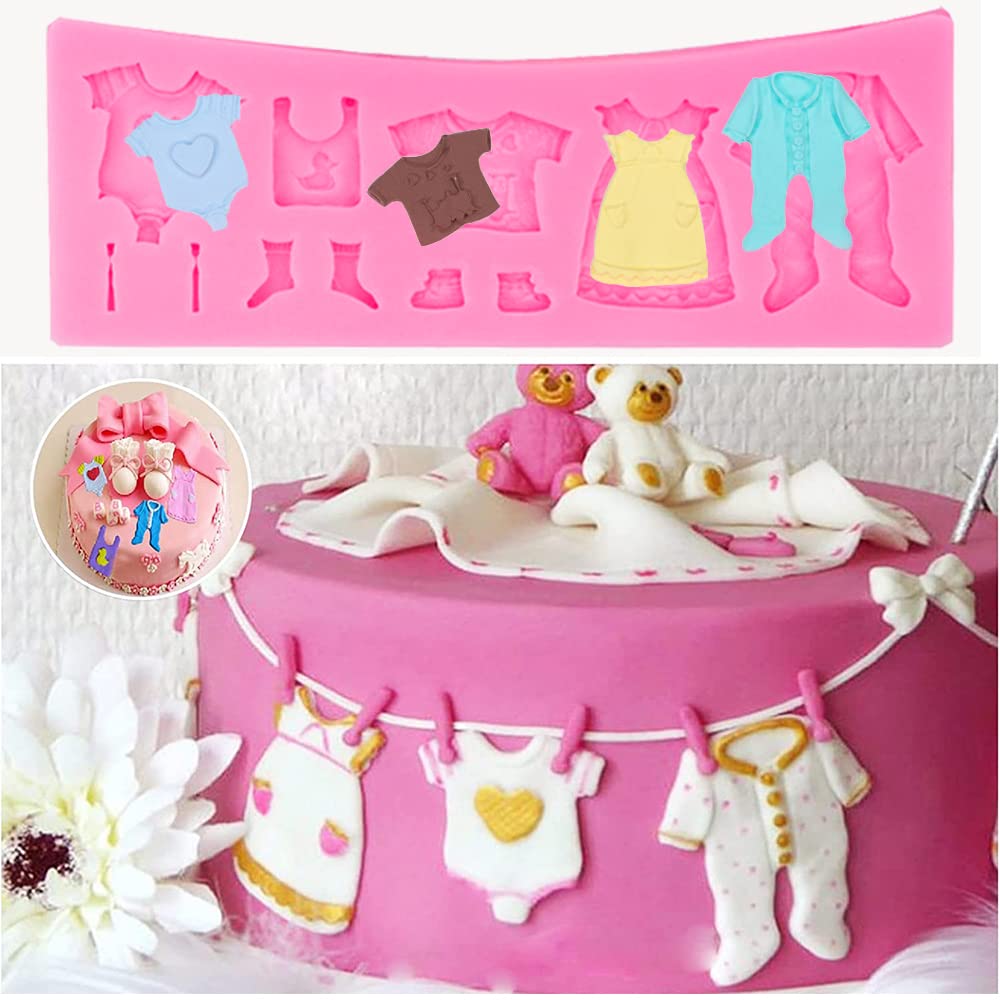 Woohome Baby Shower Fondant Silicona Molds Baby Silicone Fondant Molds 8 PCS Molde de Silicona Fondant for Baby Shower Birthday Cake Candy, Cake Decorating Molds