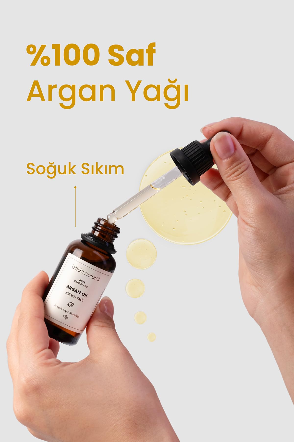 Bade Natural Argan Yağı Soğuk Sıkım%100 Saf 30 ml